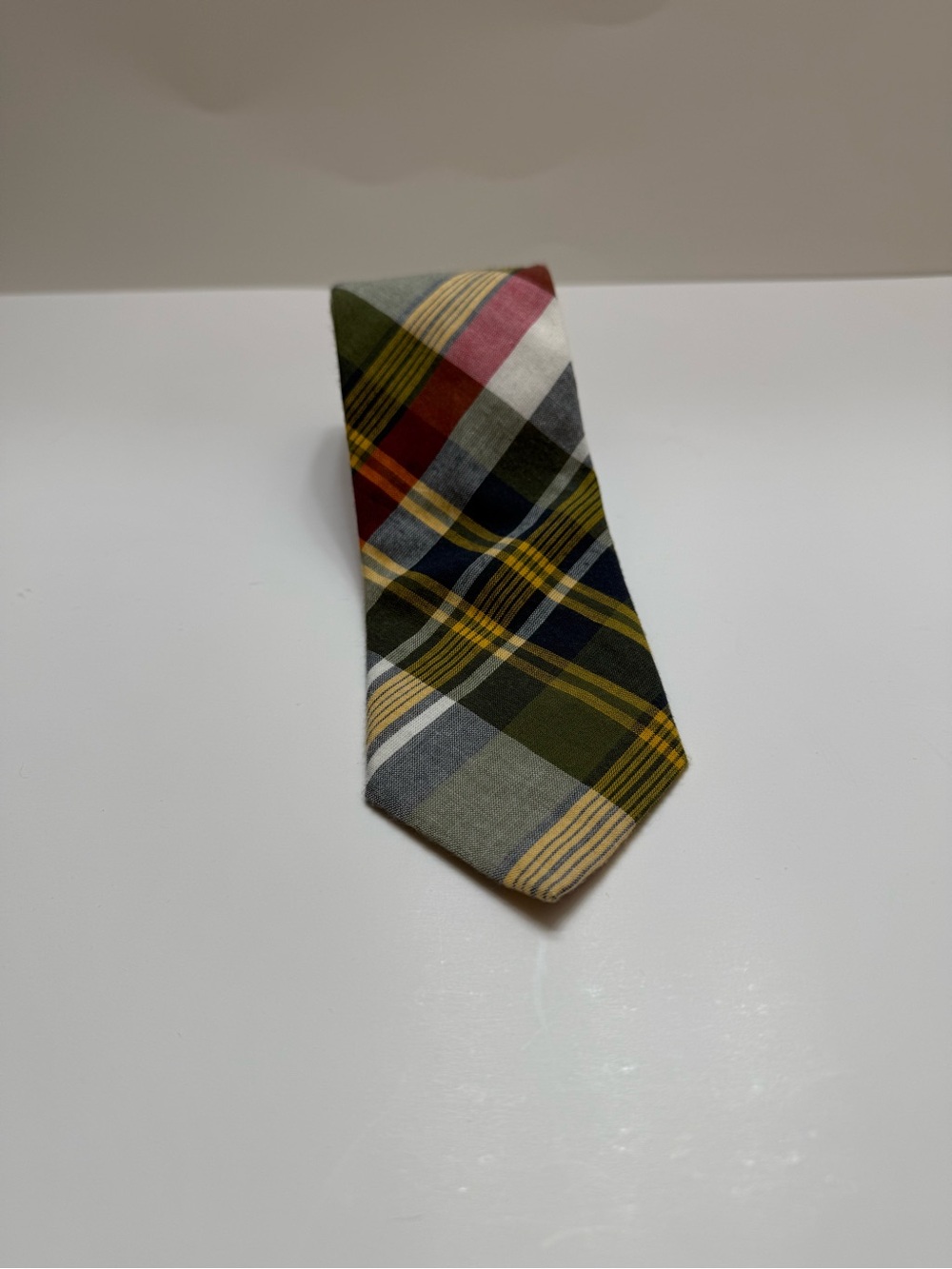Brooks Brothers Classic Plaid Cotton Tie in Olive & Yellow